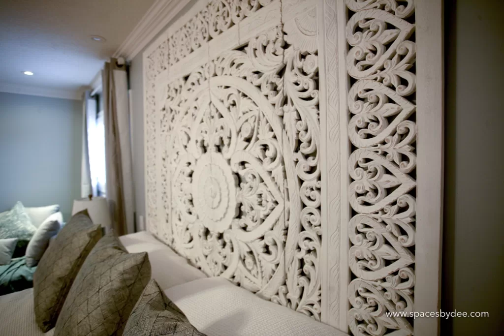 beautiful wooden headboard from Bali