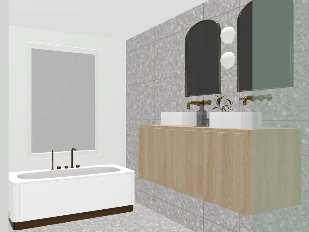 Original 3D bathroom render before Copilot editing
