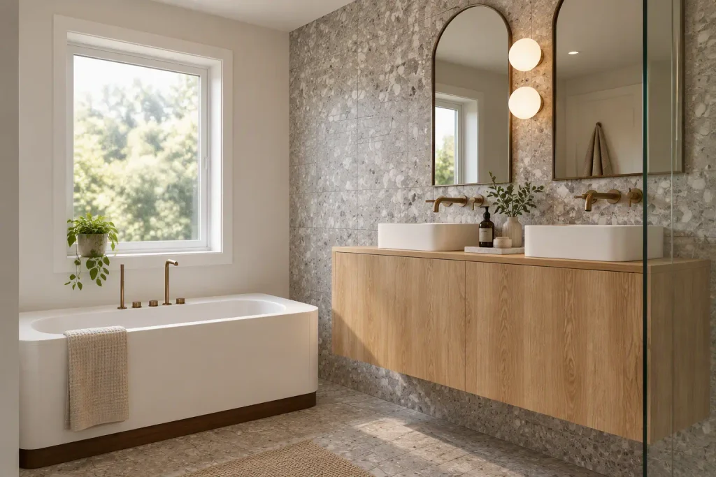 Photo-realistic bathroom render created by Copilot