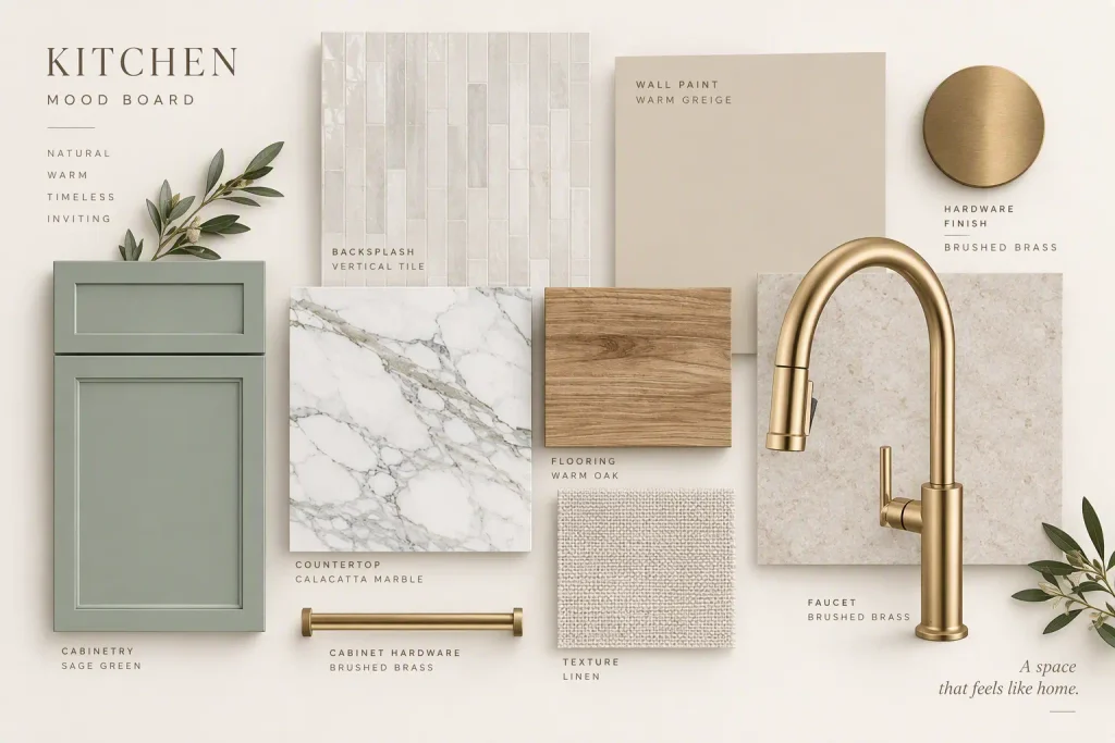Copilot interior design mood board with an elevated presentation