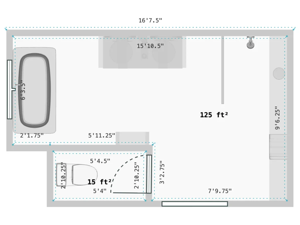 Original bathroom floor plan uploaded to Copilot